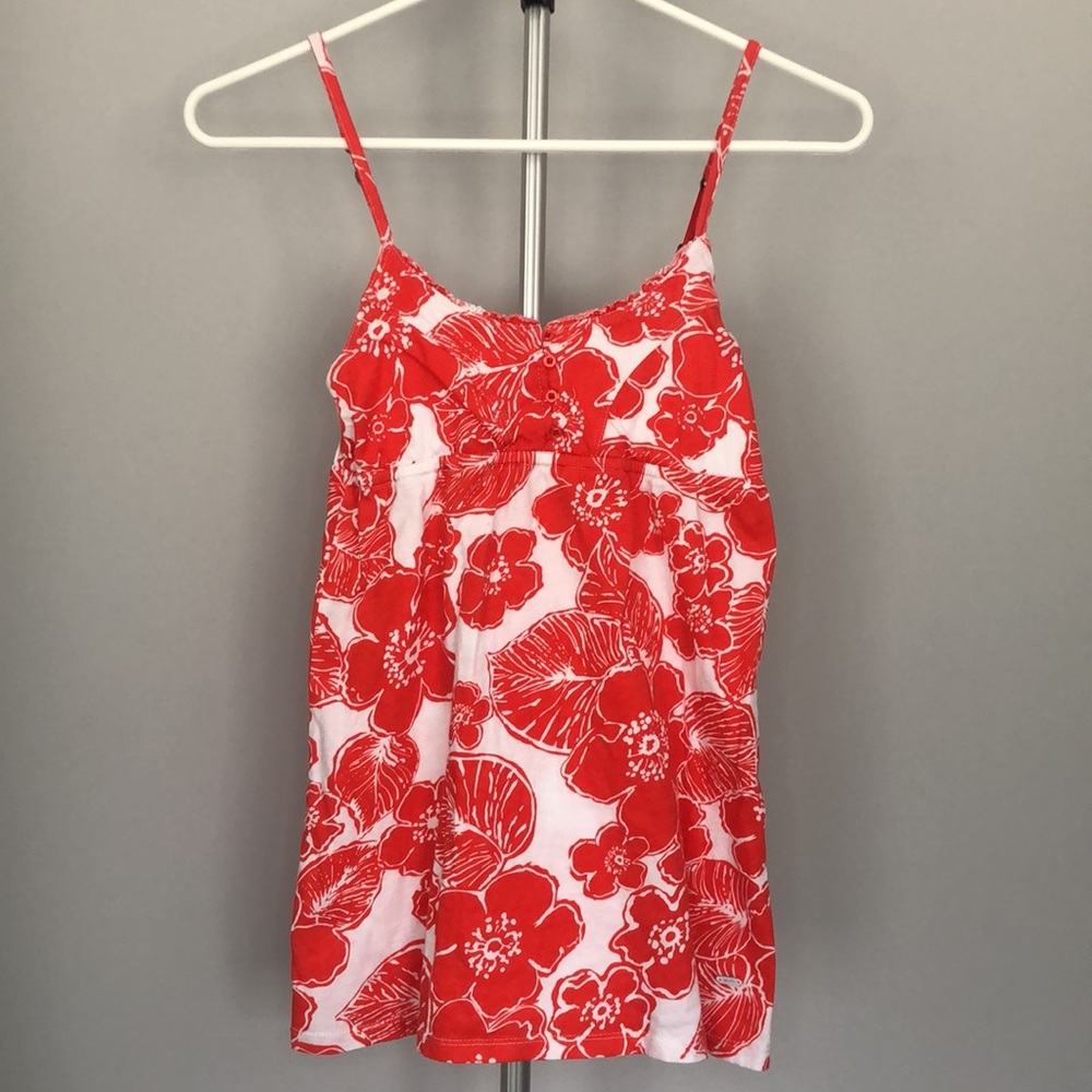 Aeropostale Hawaiian Floral Pattern Spaghetti Strap Tank Size Extra Small XS